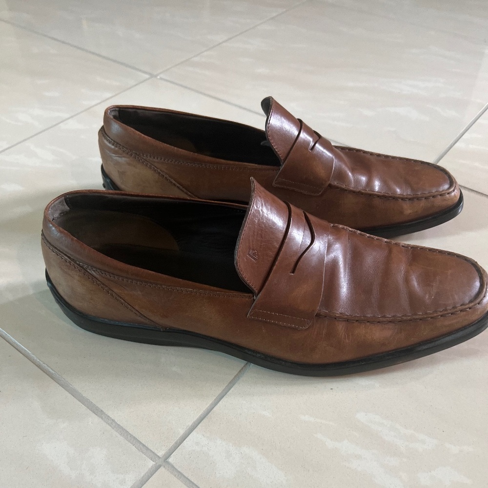 #2749 Tods Brown Leather Driving Shoe Slip On size 12, US 13.5 Mens